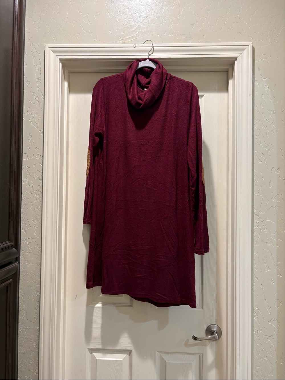 Pinkblush Burgundy Long Sleeve Cowl Neck Dress